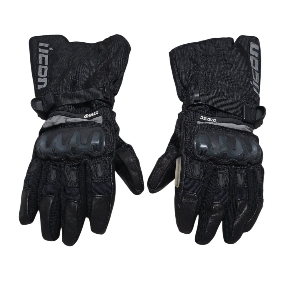 Icon Patrol Waterproof Motorcycle Gloves Black Hard Knuckle Armor Large L